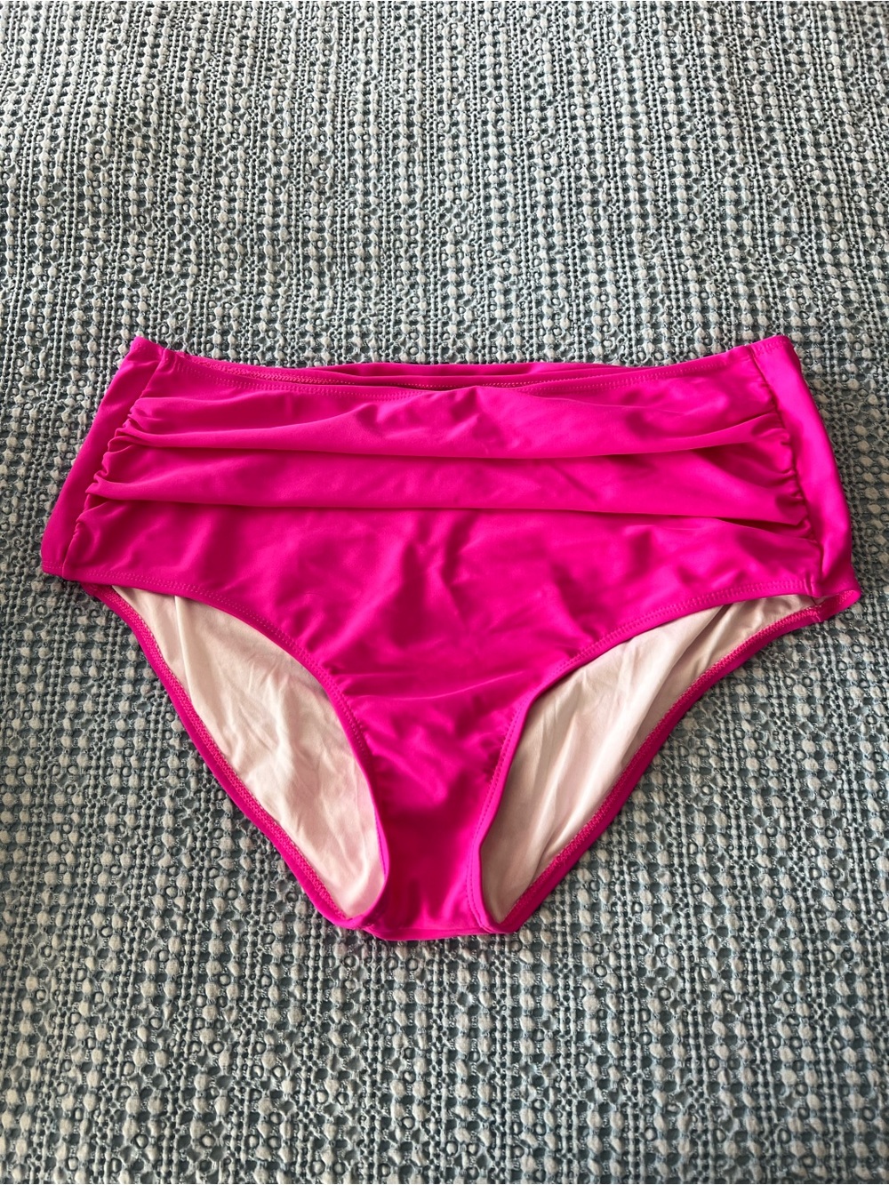 High-Waist Swim Bottoms in Bright Fuchsia